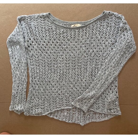 2000’s Hollister Crochet Sweater, Lightweight, Boho, Size Large, Gray, Y2K style - Picture 1 of 6